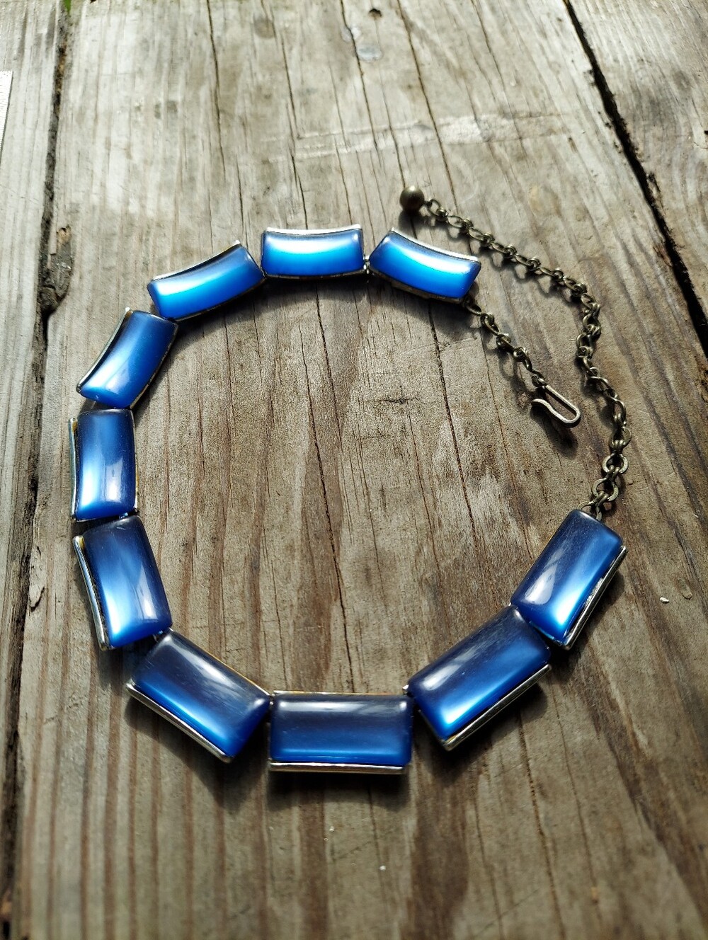 Vintage Mid-Century Charel Blue Moonglow Lucite Choker Necklace